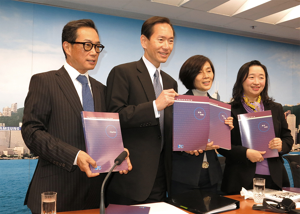 At the press conference were (from left to right) Mr Stephen Wong, Hon Bernard Chan, Ms Christine Fang and Ms Kitty Fung.